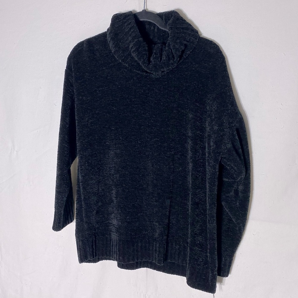 Vintage Kiss Black Chenille Cowl Neck Sweater M